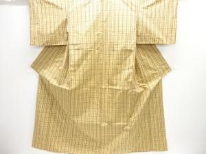 格子織出し手織り紬着物